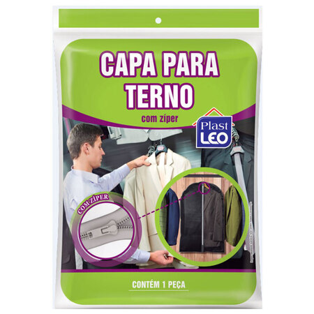 Capa para Terno com Zíper de Plástico Plast Leo