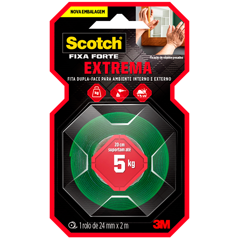 Fita Fixa Forte Extreme VHB Scotch 3M - 24mmx2m