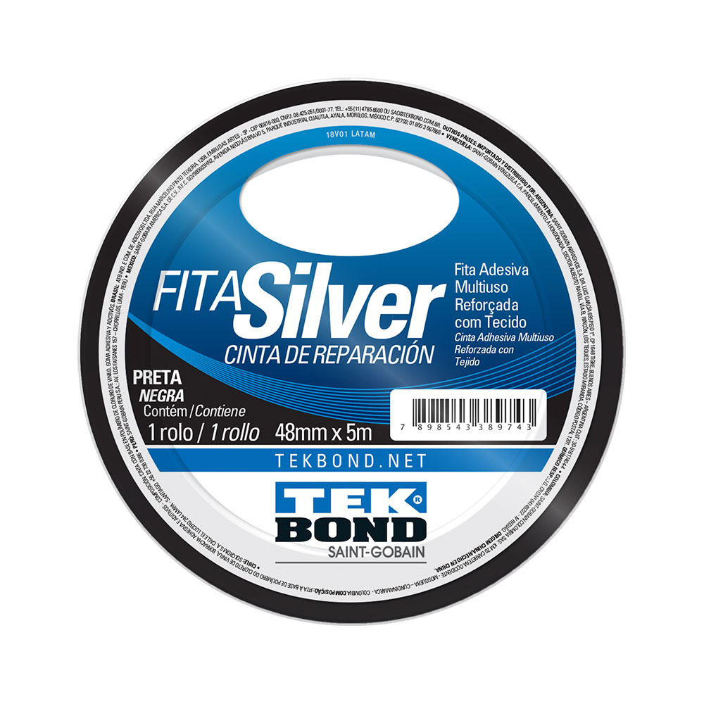 Fita Multiuso Silver Tape Preta Tekbond 48mmx5m