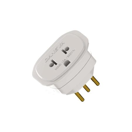 Adaptador de Tomada Reverso 2P+T Branco Daneva 10A