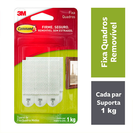 Fecho Adesivo Plástico Branco Command 3M até 1kg