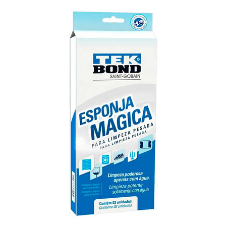 Esponja Mágica para Limpeza Pesada Branca TekBond 3 Unidades